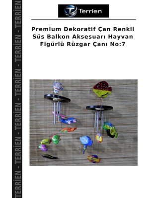 Terrien Premium Dekoratif Çan Renkli Süs Balkon Aksesuarı Hayvan Figürlü Rüzgar Çanı No:7