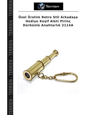 Terrien Özel Üretim Retro Stil Arkadaşa Hediye Keşif Aleti Pirinç Dürbünlü Anahtarlık 2114A