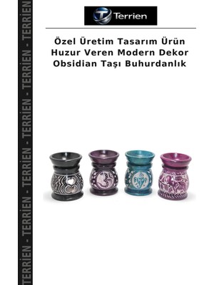 Terrien Özel Üretim Tasarım Ürün Huzur Veren Modern Dekor Obsidian Taşı Buhurdanlık