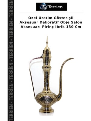 Terrien Özel Üretim Gösterişli Aksesuar Dekoratif Obje Salon Aksesuarı Pirinç Ibrik 130 cm