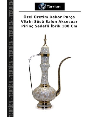 Terrien Özel Üretim Dekor Parça Vitrin Süsü Salon Aksesuar Pirinç Sedefli Ibrik 100 cm