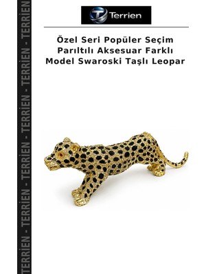 Terrien Özel Seri Popüler Seçim Parıltılı Aksesuar Farklı Model Swaroski Taşlı Leopar