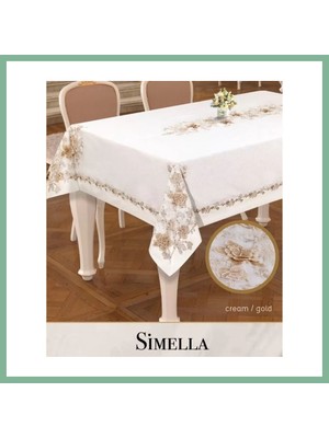 Bşk Virgo 160X260 cm Simella Keten Masa Örtüsü Krem-God Detay Şık Yemek Masası BSK2026