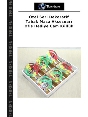 Terrien Özel Seri Dekoratif Tabak Masa Aksesuarı Ofis Hediye Cam Küllük