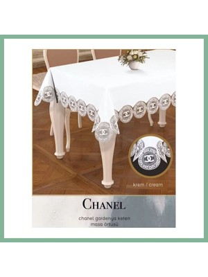 Bşk Virgo 160X260 cm Chanel Model Gardenya Keten Krem-Krem Masa Örtüsü Şık Dekoratif BSK2026