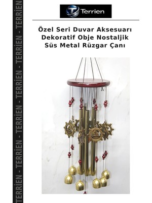 Terrien Özel Seri Duvar Aksesuarı Dekoratif Obje Nostaljik Süs Metal Rüzgar Çanı
