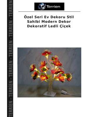 Terrien Özel Seri Ev Dekoru Stil Sahibi Modern Dekor Dekoratif Ledli Çiçek