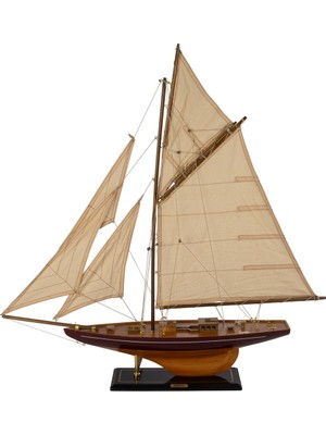 Es Dekor Kahverengi Ahşap Krem Yelkenli Dek Obje 74X11X77CM Dekorasyon > Dekoratif Ürün
