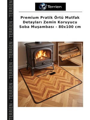 Terrien Premium Pratik Örtü Mutfak Detayları Zemin Koruyucu Soba Muşambası - 80X100 cm