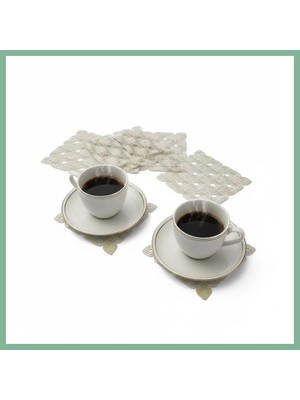 Bşk Virgo 6 Lı Dantel Kahve Sunumluğu 15X15 cm Asorti Desenli Türk Kahvesi Seti BSK2026