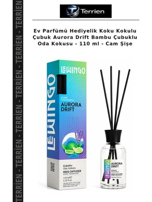 Terrien Ev Parfümü Hediyelik Koku Kokulu Çubuk Aurora Drift Bambu Çubuklu Oda Kokusu - 110 ml - Cam Şişe