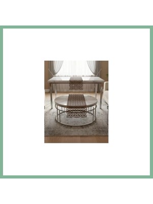 Bşk Virgo Salon Takımı 5 Parça Dantel Masa Örtüsü Runner Seti Kahverengi Angles Model No 856 BSK2026