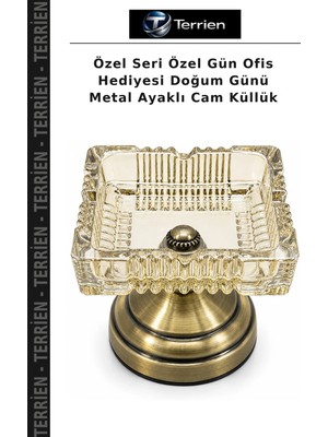 Terrien Özel Seri Özel Gün Ofis Hediyesi Doğum Günü Metal Ayaklı Cam Küllük