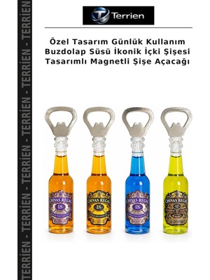 Terrien Özel Tasarım Günlük Kullanım Buzdolap Süsü Ikonik Içki Şişesi Tasarımlı Magnetli Şişe Açacağı
