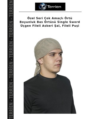 Terrien Özel Seri Çok Amaçlı Örtü Boyunluk Bas Örtüsü Single Sword Üçgen Fileli Askeri Şal, Fileli Puşi
