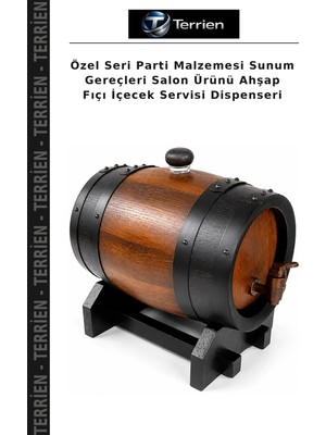 Terrien Özel Seri Parti Malzemesi Sunum Gereçleri Salon Ürünü Ahşap Fıçı Içecek Servisi Dispenseri