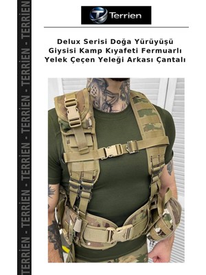Terrien Delux Serisi Doğa Yürüyüşü Giysisi Kamp Kıyafeti Fermuarlı Yelek Çeçen Yeleği Arkası Çantalı
