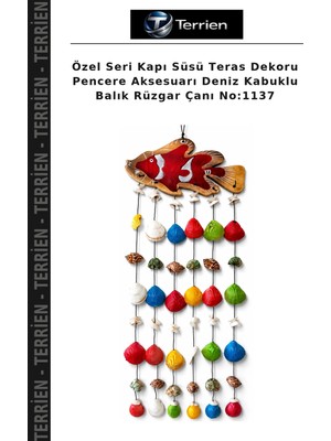 Terrien Özel Seri Kapı Süsü Teras Dekoru Pencere Aksesuarı Deniz Kabuklu Balık Rüzgar Çanı NO:1137