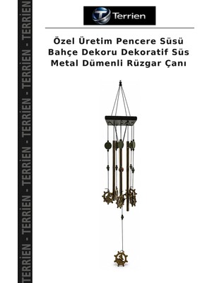 Terrien Özel Üretim Pencere Süsü Bahçe Dekoru Dekoratif Süs Metal Dümenli Rüzgar Çanı