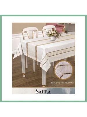 Bşk Virgo Kapiçino Sahra Model 160X220 cm Polyester Ajurlu Keten Tablecloth Şık Yemek Masası BSK2026