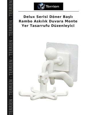 Terrien Delux Serisi Döner Başlı Rambo Askılık Duvara Monte Yer Tasarrufu Düzenleyici