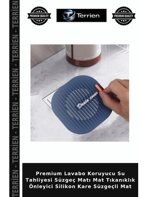Terrien Premium Lavabo Koruyucu Su Tahliyesi Süzgeç Matı Mat Tıkanıklık Önleyici Silikon Kare Süzgeçli Mat