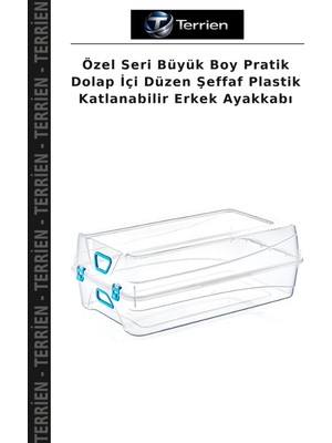 Terrien Özel Seri Büyük Boy Pratik Dolap Içi Düzen Şeffaf Plastik Katlanabilir Erkek Ayakkabı
