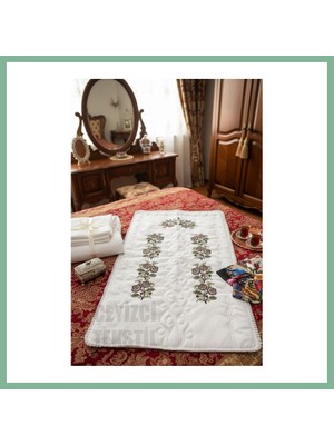 Bşk Virgo Kanaviçe Işlemeli Etamin Kumaş Tek Seccade - Kreme Kahve BSK2026