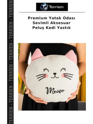 Terrien Premium Yatak Odası Sevimli Aksesuar Peluş Kedi Yastık