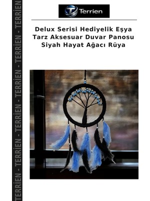 Terrien Delux Serisi Hediyelik Eşya Tarz Aksesuar Duvar Panosu Siyah Hayat Ağacı Rüya