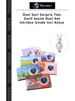 Terrien Özel Seri Sürpriz Takı Zarif Seçim Özel Set Istridye Içinde Inci Kolye