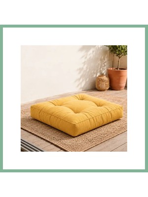 Bşk Virgo Kapitone Kare Yer Minderi · 60 × 60 × 5 cm | Hardal | Dış Mekân BSK2026