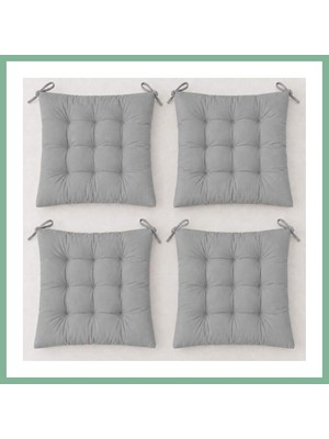 Bşk Virgo 4’lü Kapitone Bağcıklı Sandalye Minderi · 40 × 40 × 3 cm | Gri | 40 × 40 × 3 cm · 4 Adet BSK2026