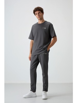 Odea Air Jones Lacivert Pamuklu Kalın Yumuşak Dokulu Oversize Fit Nakışlı Erkek Eşofman Takım - 85252