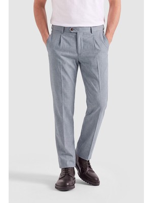 Bisse Gri Çift Pileli Erkek Klasik Pantolon PNS26K26206_55
