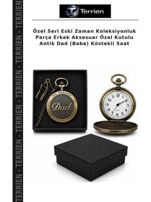 Terrien Özel Seri Eski Zaman Koleksiyonluk Parça Erkek Aksesuar Özel Kutulu Antik Dad (Baba) Köstekli Saat