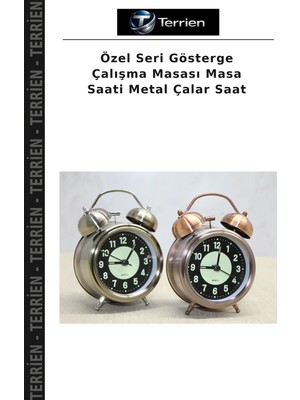 Terrien Özel Seri Gösterge Çalışma Masası Masa Saati Metal Çalar Saat