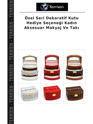 Terrien Özel Seri Dekoratif Kutu Hediye Seçeneği Kadın Aksesuar Makyaj ve Takı