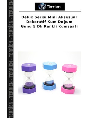 Terrien Delux Serisi Mini Aksesuar Dekoratif Kum Doğum Günü 5 Dk Renkli Kumsaati