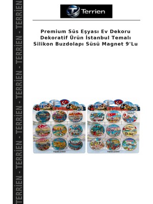 Terrien Premium Süs Eşyası Ev Dekoru Dekoratif Ürün Istanbul Temalı Silikon Buzdolapı Süsü Magnet 9'lu