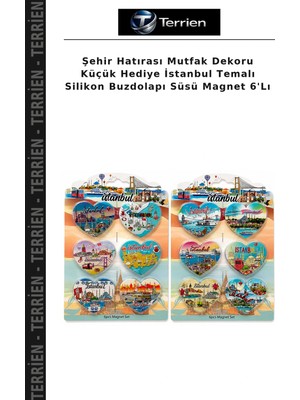 Terrien Şehir Hatırası Mutfak Dekoru Küçük Hediye Istanbul Temalı Silikon Buzdolapı Süsü Magnet 6'lı