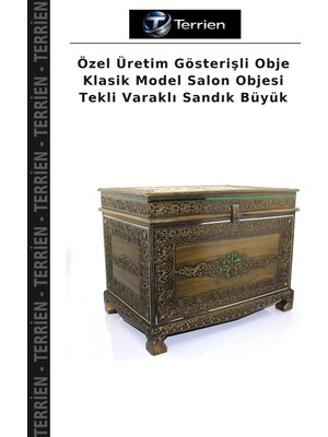 Terrien Özel Üretim Gösterişli Obje Klasik Model Salon Objesi Tekli Varaklı Sandık Büyük