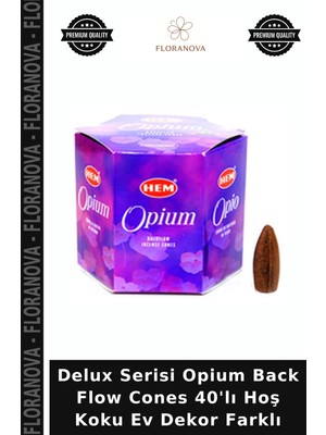 Floranova Delux Serisi Opium Back Flow Cones 40'lı Hoş Koku Ev Dekor Farklı