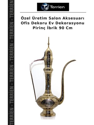 Terrien Özel Üretim Salon Aksesuarı Ofis Dekoru Ev Dekorasyonu Pirinç Ibrik 90 cm