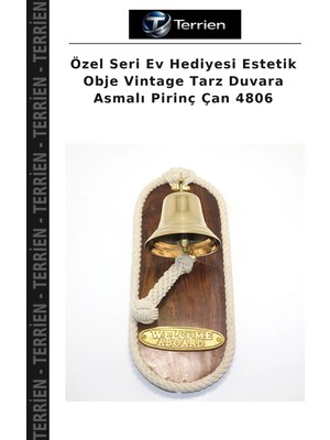 Terrien Özel Seri Ev Hediyesi Estetik Obje Vintage Tarz Duvara Asmalı Pirinç Çan 4806