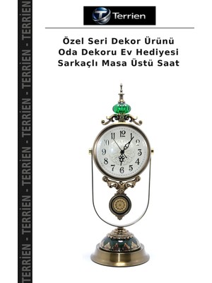 Terrien Özel Seri Dekor Ürünü Oda Dekoru Ev Hediyesi Sarkaçlı Masa Üstü Saat