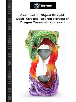 Terrien Özel Üretim Objesi Kitaplık Süsü Yaratıcı Tasarım Polyester Dragon Tasarımlı Kumsaati