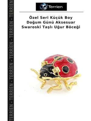 Terrien Özel Seri Küçük Boy Doğum Günü Aksesuar Swaroski Taşlı Uğur Böceği