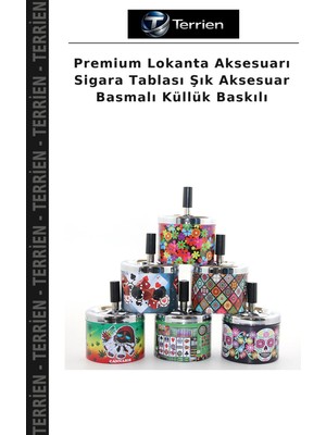 Terrien Premium Lokanta Aksesuarı Sigara Tablası Şık Aksesuar Basmalı Küllük Baskılı