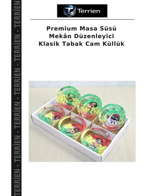 Terrien Premium Masa Süsü Mekân Düzenleyici Klasik Tabak Cam Küllük